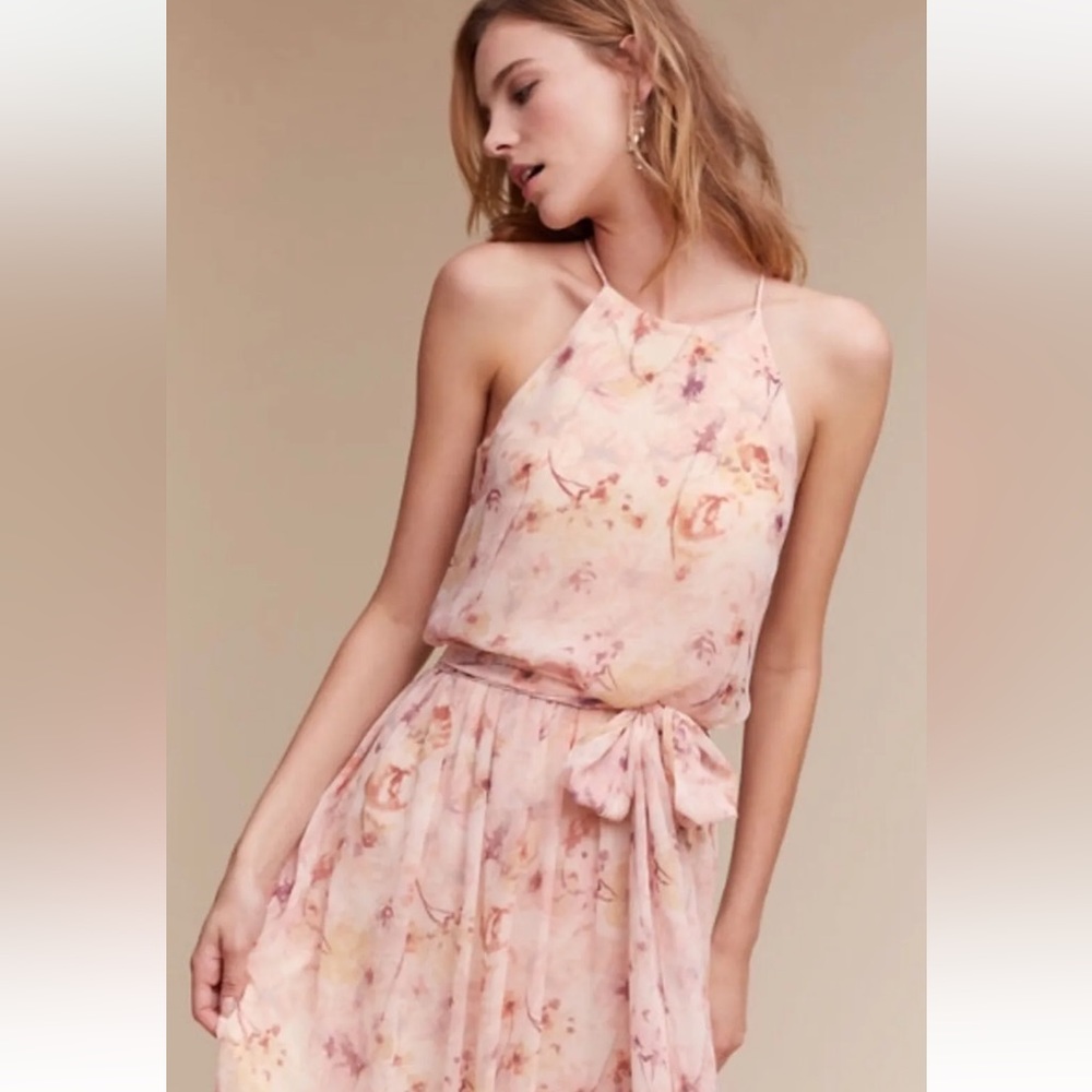 NEW Anthropologie BHLDN Donna Morgan Alana Maxi Dress Size 4 Wildflower Pink